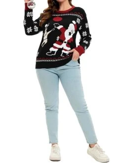 Women's Ugly Christmas Sweater Cardigan Sweater Jacket Open Front Ribbed Knit Polyester Patchwork Knitted Front Pocket Fall Winter Regular Outdoor Xmas Holiday Daily Stylish Casual Long Sleeve -Xmas Cothing Store mdepqz1697290902211