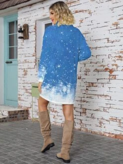 Women's Ugly Christmas Sweater Sweater Dress Christmas Sweaters Stand Collar Ribbed Knit Polyester Knitted Print Fall Winter Long Outdoor Christmas Holiday Daily Stylish Casual Long Sleeve Santa -Xmas Cothing Store mdlwka1697626859837