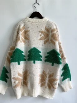 Women's Ugly Christmas Sweater Pullover Sweater Jumper Crew Neck Ribbed Knit Acrylic Oversized Fall Winter Regular Outdoor Christmas Daily Stylish Casual Soft Long Sleeve Christmas Tree Snowflake Red -Xmas Cothing Store mepzxg1696903387686