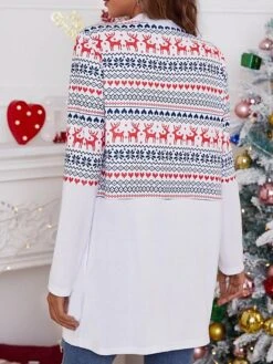 Women's Ugly Christmas Sweater Cardigan Sweater Jacket V Neck Ribbed Knit Polyester Pocket Knitted Print Fall Winter Long Outdoor Christmas Daily Stylish Casual Soft Long Sleeve Plaid Elk Snowflake -Xmas Cothing Store mfogwd1697290892373