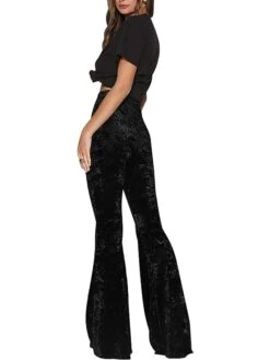 Women's Bootcut Flare Flared Pants Full Length Velvet Micro-elastic High Waist Streetwear Basic Xmas Party Christmas Black Red S M -Xmas Cothing Store mfuqan1644992054622
