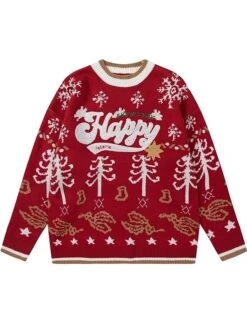 Women's Ugly Christmas Sweater Pullover Sweater Jumper Crew Neck Ribbed Knit Polyester Oversized Fall Winter Regular Outdoor Christmas Daily Stylish Casual Soft Long Sleeve Letter Snowflake Red Green