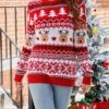 Women's Ugly Xmas Christmas Sweater Pullover Sweater Jumper Crew Neck Chunky Knit Acrylic Patchwork Drop Shoulder Spring Fall Winter Regular Party Christmas Stylish Casual Long Sleeve Letter Red S M L