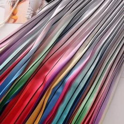 Women's Pleated Skirt Long Skirt Midi Cotton Blend White And Red Red Blue Orange Skirts Summer Print Christmas Party One-Size -Xmas Cothing Store mkrhjb1693288634375