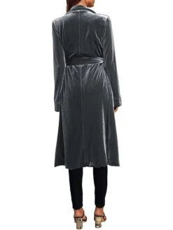 Women's Velvet Blazer Long Trench Coat Party Christmas Overcoat With Belt Open Front Halloween Xmas Cardigan Jacket Warm Stylish Casual Street Jacket Long Sleeve With Pockets Claret Black Yellow -Xmas Cothing Store mkwsai1694681303774