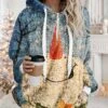 Women's Fleece Jacket Sherpa Jacket Teddy Coat Warm Breathable Christmas Street Daily Wear Vacation Zipper Pocket Print Pullover Hoodie Plush Casual Daily Comfortable Xmas Snowman Regular Fit -Xmas Cothing Store mlgdfk1668570604656