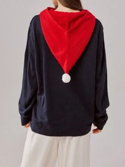 Women's Ugly Christmas Sweater Pullover Sweater Jumper Christmas Sweaters Hooded Ribbed Knit Acrylic Patchwork Knitted Fall Winter Regular Outdoor Christmas Daily Stylish Casual Soft Long Sleeve -Xmas Cothing Store mmevus1697290678072