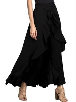 Women's Pants Trousers Full Length Chiffon Ruffle Micro-elastic High Waist Streetwear Casual Christmas Vacation Xmas Black Red S M Summer Spring 15 Women's Pants Trousers Full Length Chiffon Ruffle Micro-elastic High Waist Streetwear Casual Christmas Vacation Xmas Black Red S M Summer Spring -Xmas Cothing Store mnhrto1687850154193