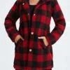 Women's Fleece Jacket Sherpa Jacket Coat Warm Breathable Outdoor Christmas Daily Vacation Xmas Pocket Single Breasted Turndown Plush Comfortable Street Style Shacket Plaid Regular Fit Outerwear Long