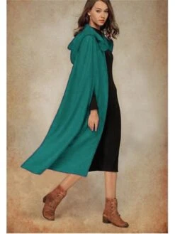 Women's Coat Cloak / Capes Christmas Long Coat Winter Coat Single Breasted One-Button Overcoat Hooded Coat Sleeveless Black Blue Gray Army Green Red Halloween Basic Essential Causal Fall Loose -Xmas Cothing Store mpkdeh1692350764419