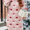 Women's Ugly Christmas Sweater Dress Crew Neck Ribbed Knit Polyester Patchwork Tassel Fall Winter Long Christmas Daily Going Out Xmas Stylish Casual Soft Long Sleeve Santa Claus Black Pink Green S -Xmas Cothing Store mqugho1695029174919