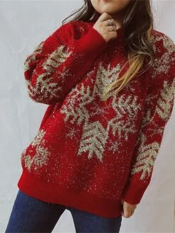 Women's Ugly Christmas Sweater Pullover Sweater Jumper Crew Neck Ribbed Knit Acrylic Oversized Fall Winter Regular Outdoor Christmas Daily Stylish Casual Soft Long Sleeve Snowflake Black Red Beige S 24 Women's Ugly Christmas Sweater Pullover Sweater Jumper Crew Neck Ribbed Knit Acrylic Oversized Fall Winter Regular Outdoor Christmas Daily Stylish Casual Soft Long Sleeve Snowflake Black Red Beige S -Xmas Cothing Store mtzuay1696903335042