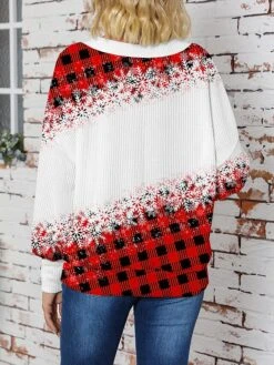 Women's Christmas Sweater Pullover Sweater Jumper V Neck Crochet Knit Print Drop Shoulder Fall Winter Regular Christmas Stylish Casual Soft Long Sleeve Snowman Wine S M L -Xmas Cothing Store mucipl1697104582314