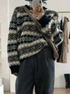 Women's Ugly Christmas Sweater Pullover Sweater Jumper Christmas Sweaters Crew Neck Ribbed Knit Polyester Oversized Knitted Fall Winter Regular Outdoor Christmas Daily Fashion Casual Soft Long Sleeve -Xmas Cothing Store munbyz1697626870985