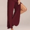 Women's Wide Leg Cropped Pants Ankle-Length Split Micro-elastic Mid Waist Active Vacation Christmas Xmas Sport Wine Black S M Winter Autumn / Fall