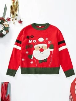 Women's Ugly Christmas Sweater Pullover Sweater Jumper Crew Neck Ribbed Knit Polyester Knitted Fall Winter Regular Outdoor Christmas Daily Stylish Casual Soft Long Sleeve Letter Santa Claus Striped -Xmas Cothing Store mynxaz1697290687137