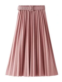 Women's Skirt A Line Midi Pleated Royal Blue And Wine Black Pink Skirts Fall & Winter Belt Included Fashion Elegant Christmas Daily Xmas M L XL -Xmas Cothing Store naqzhr1694749462322