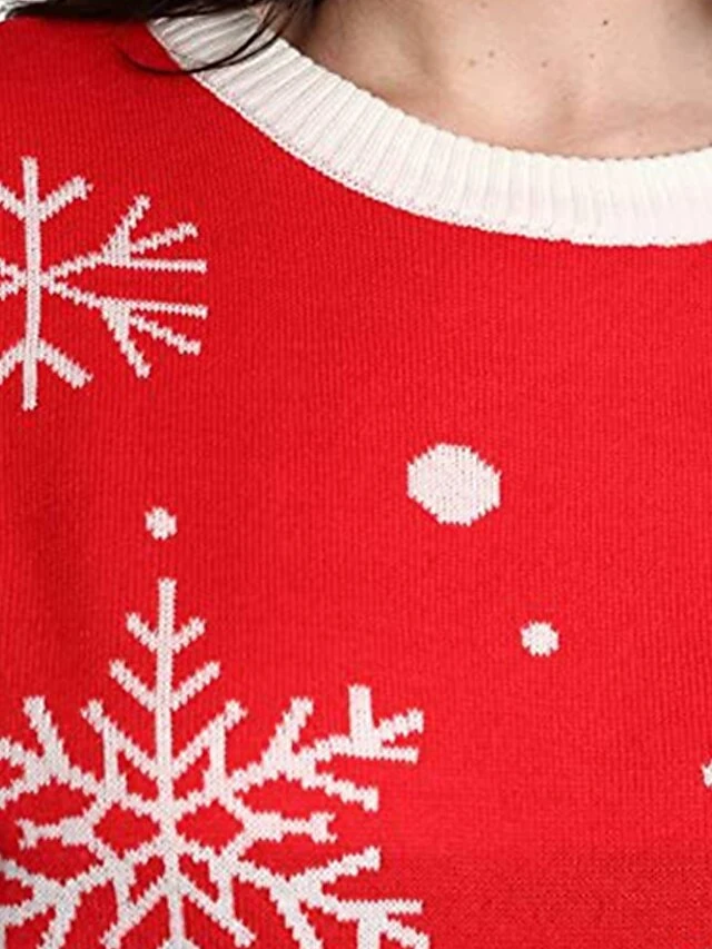 Women's Ugly Christmas Sweater Pullover Sweater Jumper Crew Neck Ribbed Knit Acrylic Knitted Fall Winter Outdoor Xmas Daily Stylish Casual Soft Long Sleeve Elk Snowflake Red S M L 6 Women's Ugly Christmas Sweater Pullover Sweater Jumper Crew Neck Ribbed Knit Acrylic Knitted Fall Winter Outdoor Xmas Daily Stylish Casual Soft Long Sleeve Elk Snowflake Red S M L - Image 4