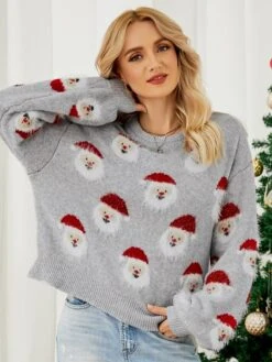 Women's Pullover Crew Neck Knit Nylon Polyester Knitted Fall Winter Christmas Christmas Long Sleeve Animal Black Yellow Light Green S M L -Xmas Cothing Store nbqcvh1666144928396