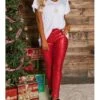 Women's Tights Leggings Red & White Green Apricot Fashion Sparkle Sparkle & Shine Xmas Party Christmas Street Sequins Stretchy Full Length Comfort Plain S M L XL XXL -Xmas Cothing Store ncwxdb1666261277643