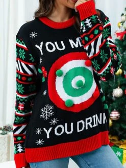 Women's Ugly Christmas Sweater Pullover Sweater Jumper Crew Neck Ribbed Knit Acrylic Patchwork Fall Winter Regular Outdoor Xmas Daily Stylish Casual Soft Long Sleeve Letter Christmas Tree -Xmas Cothing Store ndkeue1696823521739