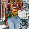 Women's Ugly Christmas Sweater Pullover Sweater Jumper Crew Neck Chunky Knit Acrylic Patchwork Drop Shoulder Spring Fall Winter Regular Party Xmas Stylish Long Sleeve Animal Black S M L -Xmas Cothing Store nfihvy1695029610758