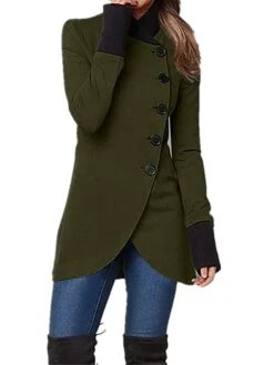 Women's Overcoat Long Pea Coat Single Breasted Stand Collar Trench Coat Christmas Xmas Red Slim Fit Winter Coat Windproof Warm Comtemporary Stylish Casual Jacket Long Sleeve Black Wine Army Green -Xmas Cothing Store nfqwrr1695715050967
