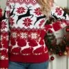 Women's Pullover Sweater Jumper Turtleneck Ribbed Knit Polyester Oversized Fall Winter Short Christmas Daily Going Out Xmas Stylish Casual Soft Long Sleeve Elk Snowflake Women's Model S M L -Xmas Cothing Store ngrldj1695209497192