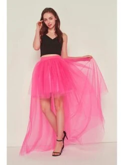 Women's Skirt & Dress Tutu Asymmetrical Chiffon Mesh Black White Red Fuchsia Skirts Summer Layered Tulle Lined Punk & Gothic Long Xmas Party Christmas One-Size -Xmas Cothing Store nhgouc1635328017799