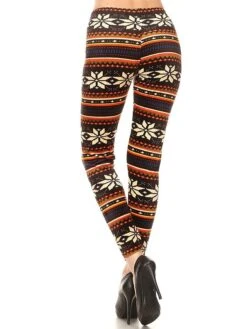 Women's Christmas Leggings High Waist Full Length High Cut Print Micro-elastic Active Fashion Daily Black White S M Fall Winter -Xmas Cothing Store niwtac1697527453491