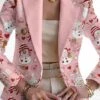 Women's Christmas Blazer Christmas Jacket Santa Christmas Tree Print Party Xmas Coat Fall Casual / Daily Outerwear Long Sleeve -Xmas Cothing Store njoyhz1697195714959