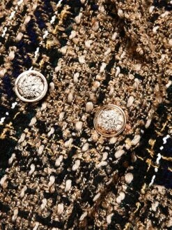 Women's Christmas Blazer Xmas Tweed Blazer Jacket Plaid Print Office Formal Casual Winter Coat Double Breasted Lapel Jacket Warm Fashion Outerwear Long Sleeve Fall Wine S -Xmas Cothing Store nkeehb1695639934664