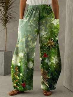 Women's Wide Leg Pants Trousers Full Length Vacation Fashion Home Christmas PP3595471 PP3595131 S M Fall Winter -Xmas Cothing Store nklawx1695635924811