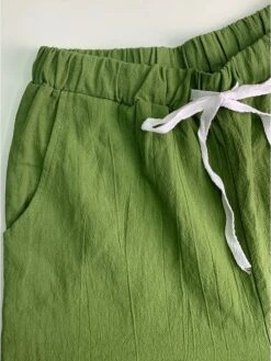 Women's Chinos Slacks Pants Trousers Ankle-Length Faux Linen Pocket Baggy Mid Waist Basic Comfort Xmas Christmas Work Black Green S M Summer Spring &Fall -Xmas Cothing Store nlelsm1629254213531