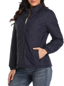 Women's Parka Outdoor Christmas Street Xmas Fall Winter Regular Coat Stand Collar Regular Fit Thermal Warm Windproof Comtemporary Casual Minimalism Jacket Long Sleeve Solid Color With Pockets Full Zip -Xmas Cothing Store nlfrql1693389137205