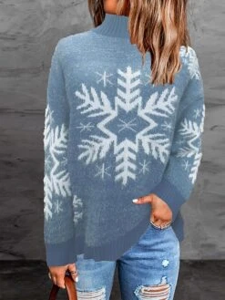 Women's Ugly Christmas Sweater Pullover Sweater Jumper Christmas Sweaters Stand Collar Ribbed Knit Polyester Knitted Fall Winter Regular Outdoor Christmas Daily Stylish Casual Soft Long Sleeve -Xmas Cothing Store nmlyls1697290872187
