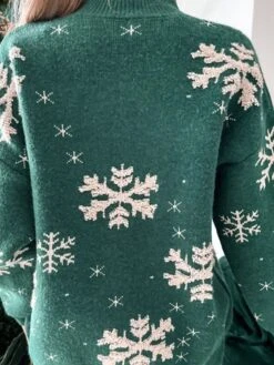 Women's Ugly Christmas Sweater Pullover Sweater Jumper Turtleneck Crew Neck Ribbed Knit Polyester Knitted Fall Winter Xmas Holiday Stylish Casual Soft Long Sleeve Snowflake Red Green Gray S M L -Xmas Cothing Store nmxjxw1662099953710
