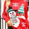 Women's Ugly Christmas Sweater Pullover Sweater Jumper Crew Neck Ribbed Knit Acrylic Knitted Fall Winter Outdoor Xmas Holiday Stylish Casual Soft Long Sleeve Snowman Christmas Tree Snowflake Red -Xmas Cothing Store nnkghd1667811493528