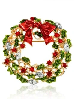 Women's Christmas AAA Cubic Zirconia Brooches Classic Flower Stylish Brooch Jewelry Gold For Xmas Street Gift