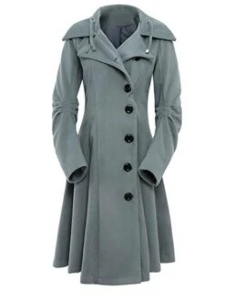 Women's Winter Coat Long Overcoat With Belt Christmas Party Wear Warm Single Breasted Pea Coat Fall Trench Coat Dress Jacket Red Black Khaki Elegant Outerwear Casual Jacket -Xmas Cothing Store noabnf1631505915790