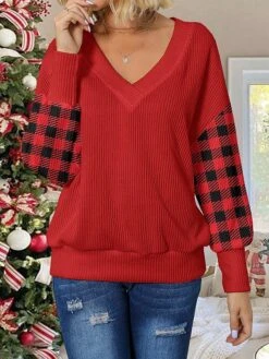 Women's Pullover Sweater Jumper V Neck Crochet Knit Cotton Blend Print Drop Shoulder Fall Winter Regular Christmas Stylish Casual Soft Long Sleeve Snowflake Wine Red S M L -Xmas Cothing Store nprary1696918425089