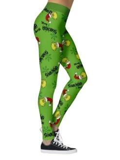 Women's Leggings Xmas Green Wine Red Mid Waist Sports Streetwear Christmas Weekend Print Micro-elastic Ankle-Length Comfort Heart S M L XL / Slim -Xmas Cothing Store nqogyg1629428687210