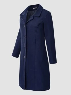 Women's Winter Coat Wool Blend Coat Long Overcoat Single Breasted Lapel Pea Coat Christmas Party Outfit Red Warm Windproof Trench Coat -Xmas Cothing Store nryyct1659938459906