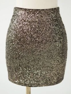 Women's Skirt Work Skirts Mini Silver Black Gold Skirts All Seasons Sequins Fashion Sparkle Sparkle & Shine Xmas Party Christmas S M L -Xmas Cothing Store nsqpcw1641380299769