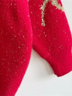 Women's Ugly Christmas Sweater Pullover Sweater Jumper Crew Neck Ribbed Knit Acrylic Oversized Fall Winter Regular Outdoor Xmas Daily Stylish Casual Soft Long Sleeve Elk Red Beige S M L -Xmas Cothing Store nsyjai1696823487392