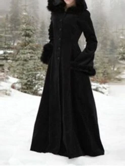 Women's Cloak / Capes Christmas Party Cosplay Over Coat Winter Long Pea Coat With Hood Fall Windproof Warm Trench Coat Wool Coat -Xmas Cothing Store ntoyyk1663752046918