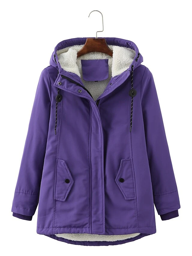 Women's Winter Coat Thicken Puffer Jacket Warm Fleece Parka With Hood Christmas Pink Waterproof Zipper Drawstring Heated Coat With Pocket Classic Outdoor Windproof Outerwear Red 13 Women's Winter Coat Thicken Puffer Jacket Warm Fleece Parka With Hood Christmas Pink Waterproof Zipper Drawstring Heated Coat With Pocket Classic Outdoor Windproof Outerwear Red - Image 11