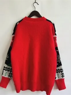 Women's Ugly Christmas Sweater Pullover Sweater Jumper Crew Neck Ribbed Knit Polyester Oversized Fall Winter Regular Outdoor Christmas Daily Stylish Casual Soft Long Sleeve Letter Elk Christmas Tree -Xmas Cothing Store nwluuc1696823477295