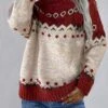 Women's Ugly Christmas Sweater Pullover Sweater Jumper Turtleneck Ribbed Knit Acrylic Knitted Fall Winter Outdoor Xmas Holiday Stylish Casual Soft Long Sleeve Geometric Color Block Red S M L -Xmas Cothing Store nwqgjk1667545218391