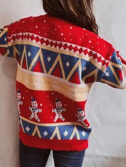 Women's Ugly Christmas Xmas Sweater Pullover Sweater Jumper Crew Neck Ribbed Knit Acrylic Knitted Fall Winter Christmas Holiday Stylish Casual Long Sleeve Snowman Red Blue S M L -Xmas Cothing Store odswng1659943513827